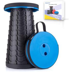 Boreeman Upgraded Folding Stool Lightweight Yet More Sturdy with Load Capacity 400lbs Portable Collapsible Stool for Camping Fishing Hiking BBQ (Blue)