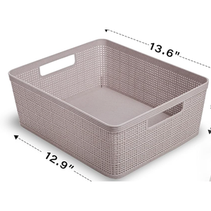 BINO Woven Plastic Basket, Small (Natural Grey), 2-Pack, THE JUTE COLLECTION, Home Organization, Space - Saving Storage, Stylish Design, Jute Basket, Plastic Storage Basket