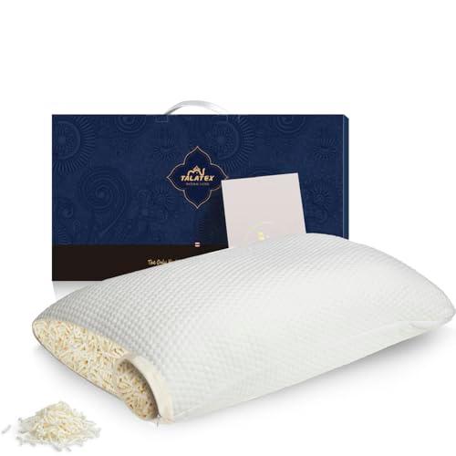 Talatex Talalay Shredded Latex Pillow-100% Natural Latex Premium Pillow with Adjustable Neck Support Area for Back, Stomach or Side Sleepers