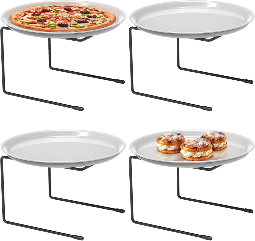 4 PCS Black Metal Pizza Table Stands,Pizza Rack Stand For Tables,Restaurant,Pizza Holder Stands For Serving,Pizza Pan Riser Food Platter Tray and Display Rack