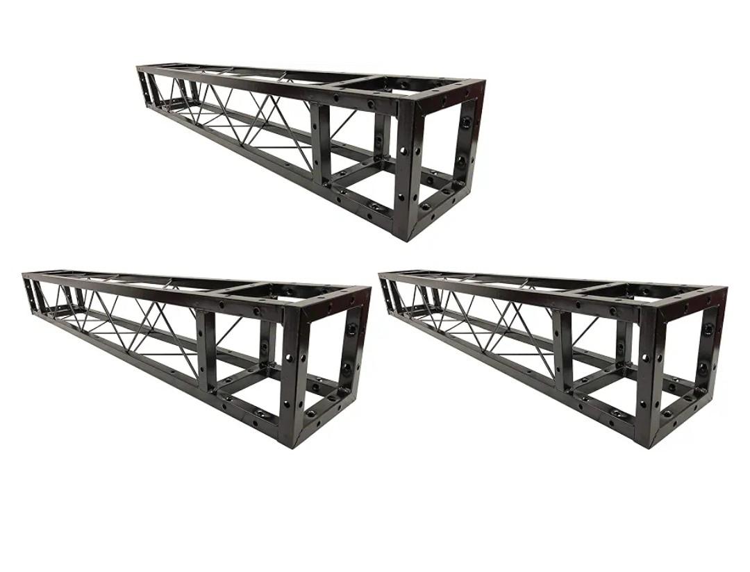 Three (3) 1.5 Meter 4.92 ft. Square 8"x8" Black Trussing Box Truss Section Bolted