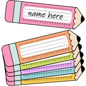 2 x 36 Pcs Pencil Desk Name Tags for Classroom 14.5 x 4 inch Pastel Pencil Name Plates for Desk Pastel Nameplates Decor Teacher Student Crayon Nametags Labels Back to School Supplies