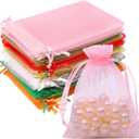 50 Pcs Organza Bags Mix Color 3x4 Inch, Small Gift Bags Goodie Bag for Jewelry Candy, Small Mesh Bags Drawstring for Wedding Party Favor Halloween Christmas
