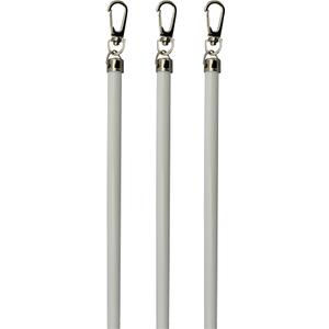Generic White Aluminum Drapery Curtain Wand Pull Rod w/Swivel Snap & Handle White (3 Pack - 24""), Silver