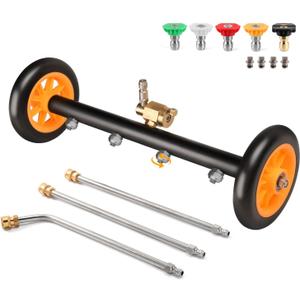 Undercarriage Pressure Washer Cleaner, 16 Inch Water Broom for Power Washer Undercarriage Attachment with Extension Wands, Wash Mitt, 5 Nozzle Tips, 4000 PSI