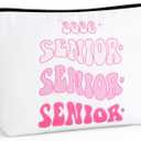 Huhumy Class of 2026 Senior Night Gifts Graduation Canvas Makeup Bags Zipper Organize Travel Cosmetic Pouch Double Sided Senior 2026 Gift for Her Women Team Coach Player(Pink)