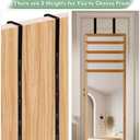 Over-The-Door Mirror Hanger, Adjustable Door Mirrors Hanger Set with Protective Lining, 2 Pcs Door Brackets Perfect Height and Fit (Mirror Not Included)-Black