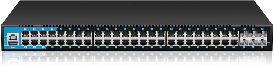 48 Port Gigabit PoE Switch Managed, with 48 PoE+ Ports @400W, 6 10G SFP Slots, IPv6 Static Routing, Desktop or Rackmount 48 Port Gigabit PoE Switch Managed, with 48 PoE+ Ports @400W, 6 10G SFP Slots, IPv6 Static Routing, Desktop or Rackmount