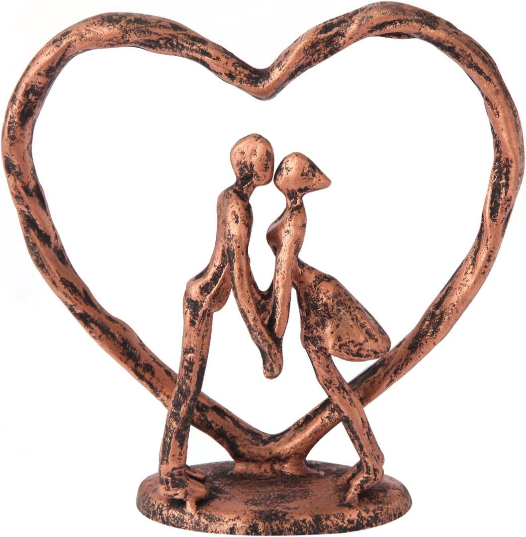 Anniversary Wedding Gift for Her Wife Husband CoupleAntique Bronze Metal Couple Figurine Heart Sculpture Love Statue,Romantic 1st to 60th Anniversary,Includes Gift Box and Valentines Gifts