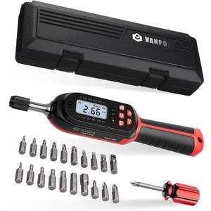 VANPO Torque Screwdriver Digital 2.66-53.1 in-lbs/0.3-6 Nm, Adjustable Screwdriver Torque Wrench Set with Buzzer/LED Indicator Notification for Bike Repairing, Tools, Maintenance and Mounting