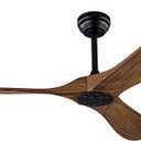 QUTWOB 60" Ceiling Fan with Remote Control No Lights,Modern Reversible DC Motor Indoor Outdoor 3 Blades Ceiling Fans for Patio Bedroom Living Room(Black+Dark Walnut)