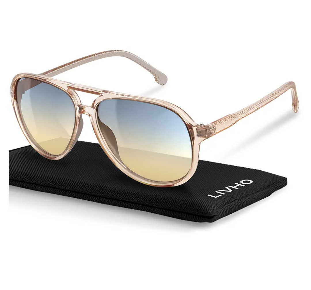 livho Trendy Polarized Aviator Sunglasses Women Men, Retro Sun Glasses for Women Men 2025, Oversized UV Protection Shades