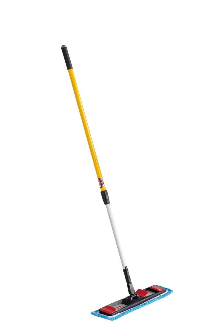 Rubbermaid Commercial Products Microfiber Adaptable Flat Mop Kit for WaveBrake Yellow Extendable Handle for Heavy-Duty Cleaning/Hardwood/Tile/Laminated Floors in Kitchen/Lobby/Office