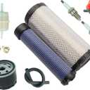 11013-7044 Air Filter & 11013-7045 Inner & Outer Air Filter Element Cleaners For Kawasaki FX651V FX691V FX730V FX751V FX801V FX850V FX1000V 4 Cycle Engien Lawn Mower Including 49065-7007 Oil Filter