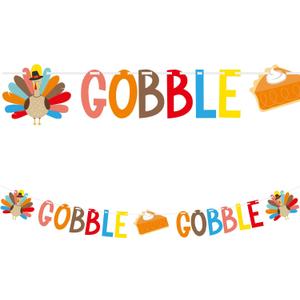 Gobble Gobble Turkey Thanksgiving Banner - Essential Thanksgiving Party Supplies for Unforgettable Party Decorations