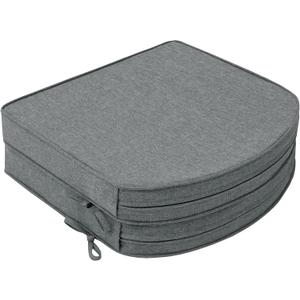 Outdoor Chair Cushions, Fade-Resistant & Water-Resistant, D Shaped Patio Furniture Seat Chair Pads Replacement with Ties, Non-Slip Bottom, Removable Cover, Set of 2, 17 x 16 Inch, Dark Grey