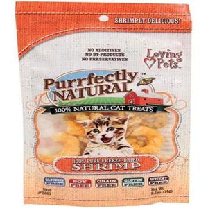 4 x Loving Pets Purrfectly Natural Freeze Dried Shrimp Treats For Cats, 0.5-Ounce (EXP 08/01/25)