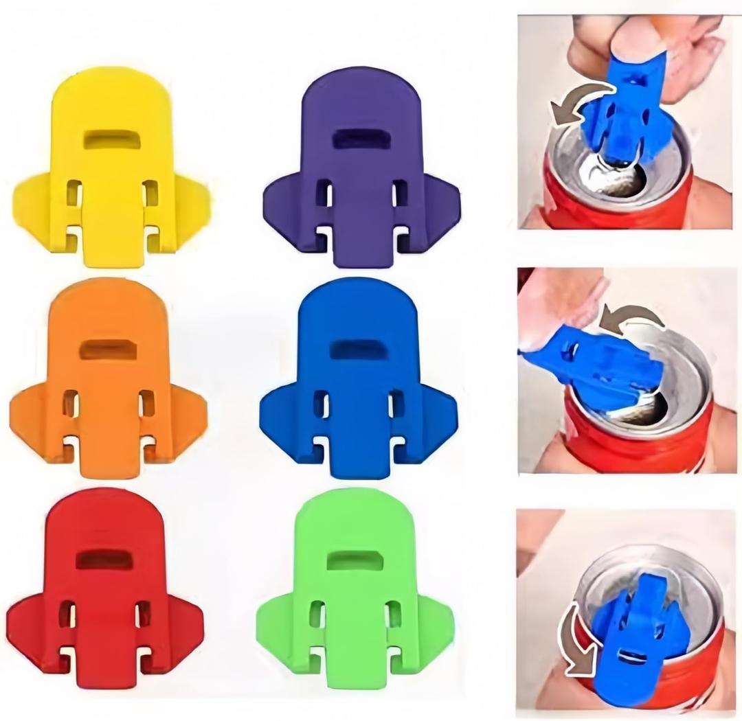 Colorful Can Opener Set, 6-Pack for Soda, Beer, Coke | Plastic Tab Can Openers | Beverage Barricade for Picnic BBQ.