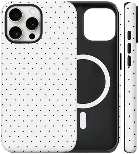 flewfun Magnetic for iPhone 13/14 Case Cute Polka Dot Phone Case, Shockproof Slim TPU and Hard PC Protective Phone Cover Compatible with MagSafe Designed for Women Girls, White