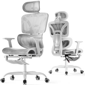 HLDIRECT Ergonomic Office Chair with Footrest, 135° Recline&Lumbar Support, 28.3*28.3*48.8in