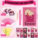 Yexiya 96 Pcs Breast Cancer Awareness Pens with Back Cards Bundle Ties Pink Ribbon Ballpoint Pen Breast Cancer Awareness Accessories for Charity Recognition Public Event Nonprofit, Pink Barrel