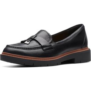 Clarks Women's Westlynn Bella Loafers (6 Wide, Black Leather)