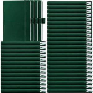 Laumoi 40 Pack Pocket Notebook Journals A6 Mini Hardcover Journal PU Leather Lined Notebooks 3.5 x 5.5 Inch Small College Ruled Notepad With Pen Holder for Writing Office School Supplies(Dark Green)