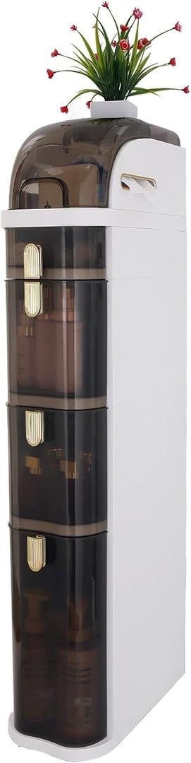 FZANVAN Bathroom Floor Cabinet, Narrow Bathroom Storage Cabinet, Mobile and No Installation Required, Perfect for Small Space Laundry Rooms, Toilet Areas and Living Room Gaps