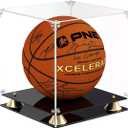 Basketball Display Case, Clear Acrylic Full Size Basketball Case Display with Double Layer Base, Assemble Soccer Showcase, Ball Holder Stand Box Protector for NBA WNBA Signed Ball Memorabilia, Basketball Case, 11x11x12 inch
