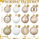 Lunmon 64 Pcs Neutral Christmas Ball Ornaments Champagne Gold White Christmas Tree Decorations Set 1.6/1.97/2.4 Inch Shatterproof Glitter Matt Xmas Baubles Neutral Ornaments for Xmas Tree Home Decor