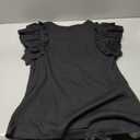 Womens Ruffle Short Sleeve Shirts Slim Fit High Neck Knit Ribbed Tops (Black, XXL)