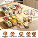 Stainless Steel Snackle Box Container, Dishwasher Safe Snack Box with 8 Removable Compartments, 142oz Large Capacity Divided Serving Tray with Lid and Locking Clips for Fruit Snacks Nut Picnic Travel