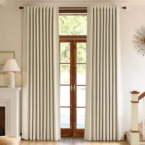 jinchan Chenille Blackout Curtains for Bedroom Beige Living Room Curtains 84 Inch Length 2 Panels Set Thermal Insulated Noise Reducing Curtains Back Tab Room Darkening Privacy Window Drapes 7FT 50" W