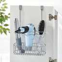 mDesign Over-Cabinet Hair Care Tools Holder for Hair Dryer, Flat Iron, Curling Wand, Straightener - Chrome