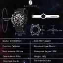 SAPPHERO Mens Watch Waterproof Digital Chronograph Wristwatch with Rubber Strap, 6-Hand Battery-Powered Black Watch for Man Business Casual
