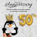 50th Wedding Gifts for Couple/Parents, Funny Penguin Figurine with Card for Husband/Wife/Friends, Gag Golden 50 Year Gift Idea Souvenir Keepsake, Party Favor Decoration Supplies