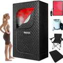 Portable Infrared Sauna for Home, Indoor Sauna Infrared with Red Light Therapy, Includes 660 & 850nm Red Light Therapy Lamp, 3L Steamer, Upgraded Chair and Mat, 72'x 36'x 36', Black