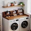ChooChoo Washer Dryer Countertop, Adjustable Shelf, 2-Tier | Laundry Room Topper, Spacious Storage, For Folding Clothes & Efficient Organization, Walnut, 27.5"D x 53.9"W x 11.8"H