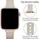 OUHENG Slim Bands Compatible with Apple Watch Band 42mm 41mm 40mm 38mm, Women Genuine Leather Replacement Thin Strap for iWatch SE 3/2/1 Series 11 10 9 8 7 6 5 4 3 2 1 (Ivory White/Rose Gold)