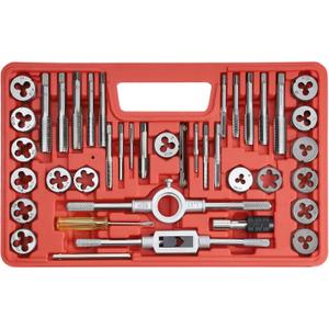 40pcs SAE Tap and Die Set, SAE Standard Rethreading Tool Kit, Coarse and Fine Threads for Cutting External and Internal Threads, Essential Repair Tool Kit with Thread Wrench
