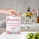 2 x Flower Bar Table Sign 5x7 Inch, Wedding Flowers Small Wooden Stand, Bridal Shower Table Sign, Flower Bar Desk Decor