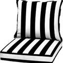 Arden Outdoor Deep Seat Cushion Set, 22 in x 24 in, Weather-Proof, Rain-Proof, Fade Resistant Patio Cushion Black Cabana Stripe, 1 Pack
