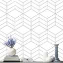 LiKiLiKi Modern Geometric Peel and Stick Wallpaper 17.3'' x 118'' Self Adhesive Boho Contact Paper Light Gray Removable Decorative for Drawer Shelf Cabinets Decor Vinyl