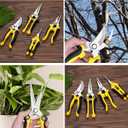 5 pack Garden Pruning Shears Stainless Steel Blades, Handheld Scissors Set with Gardening Gloves,Heavy Duty Garden Bypass Pruning Shears,Tree Trimmers Secateurs, Hand Pruner (Yellow and Black)