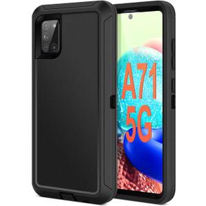 Jelanry Case for Samsung Galaxy A71 5G Dual Layer Shockproof Protective Back Cover [Not fit A71 5G UW] w/Dust Port & Anti-Slip Grip Heavy Duty Rugged Phone Case for Galaxy A71 5G for Daily Use Black