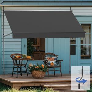 Grandekor Manual Retractable Awning,59"W x 118"H,No Drilling Outdoor Sun Shade Patio Awning,Adjustable Patio Door Window with UV 50+ Protection for Backyard,Garden,Balcony,Max Height 118",Carbon gray