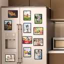 Magnetic Sticky Frames 4X6 with No-Residue Adhesive Backs,Work For Smooth Surface-Windows/Door/Glass/Ceramic,Black Dots Decoration Border,Photo Paper Easy Changable(6 Pack)