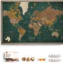 Canvas World Map with Cork Pin Board - English Lettering - Decorative Wall Decoration for All Rooms - Canvas Pictures with World Map Motif (70x50 cm, Pattern 4)