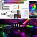 Acrylic Interior Car Lights, 10 in 1 Dreamcolor Ambient Lighting Kit with Wireless APP/Remote/Button Control, USB Car Inside Lighting Accessories with Music Mode for Vehicle Decorations