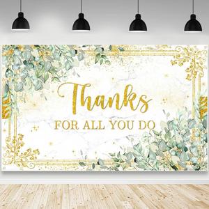 Thank You Backdrop Gold Thanksgiving Photography Background Thanks for All You Do Decorations Supplies Photo Props Teacher Employee Staff Nurse Appreciation Week Party Banner 70.8 x 43.3 inch
